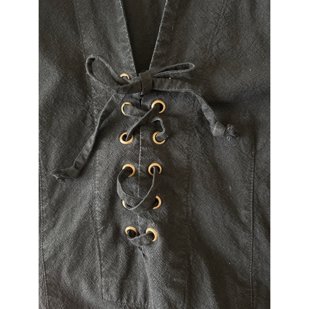 Free People Black Long Sleeve Gothic Lace Up Size Large Whimsigoth Maxi Dress‎ - Picture 7 of 12